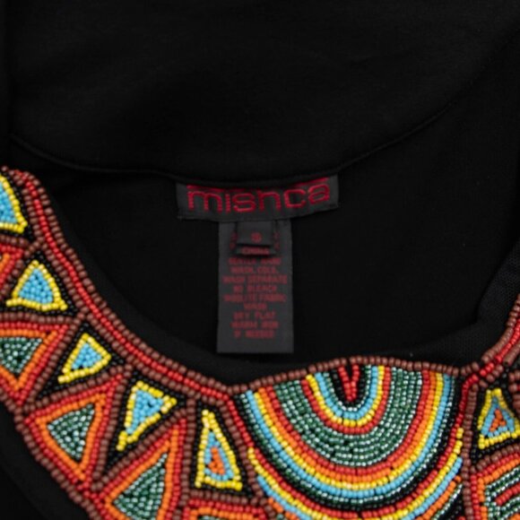 Mishca Beaded Maxi Dress S-M TALL Black Tribal Southwestern Boho Resort Cruise - Picture 5 of 6